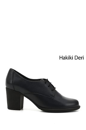 کفش کژوال سرمه ای زنانه چرم خالص GÖNDERİ(R) - کد 63113868
