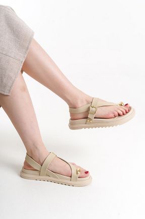 صندل بژ زنانه پاشنه تخت ELAIA SHOES - کد 936532511
