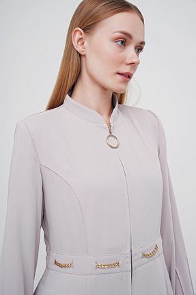 مانتو بلند حجاب طوسی زنانه Zühre - کد 935787623