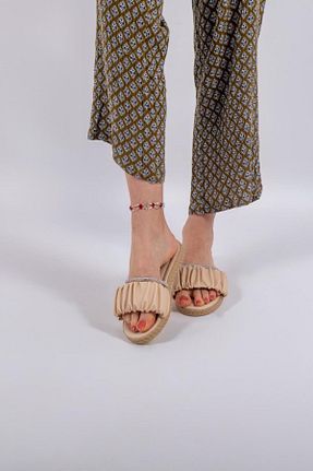 دمپائی بژ زنانه پاشنه تخت lovitto - کد 935788045