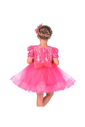 لباس مجلسی و فارغ التحصیلی صورتی بچه گانه پولک دوزی 3b kids - کد 937172383