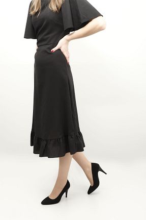 کفش پاشنه بلند کلاسیک مشکی زنانه چرم خالص GÖNDERİ(R) - کد 176800738
