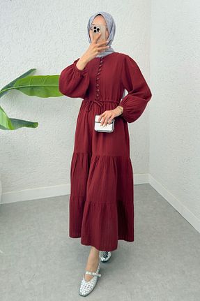 لباس حجاب زرشکی زنانه کلوش ALLMİRA FASHION - کد 935908668