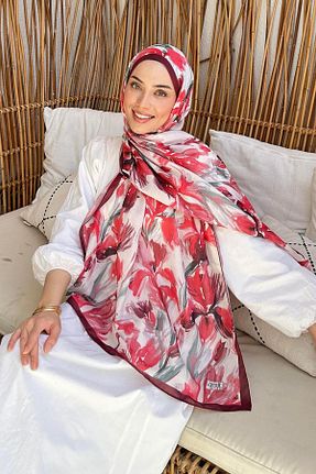 شال زرشکی زنانه پنبه ای lamelif - کد 935780161