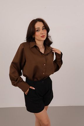 پیراهن قهوه ای زنانه رگولار FACETTE - کد 935941503