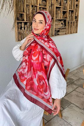 شال زرشکی زنانه پنبه ای lamelif - کد 935837019