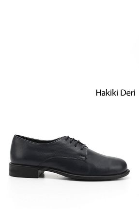 کفش کژوال سرمه ای زنانه چرم خالص GÖNDERİ(R) - کد 256716743