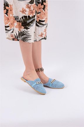 دمپائی آبی زنانه پاشنه تخت lovitto - کد 935907234
