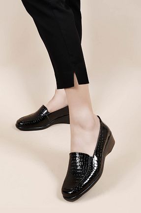 کفش پاشنه بلند کلاسیک مشکی زنانه چرم خالص GÖNDERİ(R) - کد 283103376