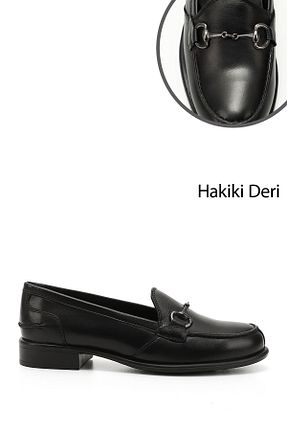 کفش کژوال مشکی زنانه چرم خالص GÖNDERİ(R) - کد 792599444