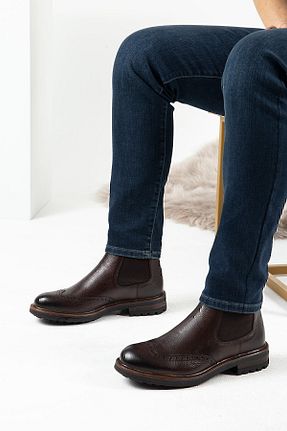 بوت / نیم بوت قهوه ای مردانه چرم خالص Deery - کد 452880677