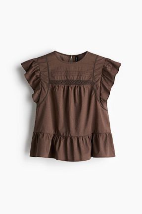 بلوز قهوه ای زنانه رگولار H&M - کد 935953428