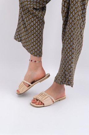 دمپائی بژ زنانه پاشنه تخت lovitto - کد 935945317
