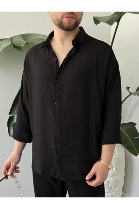 پیراهن مشکی مردانه اورسایز HAWKKİNG - کد 932142850
