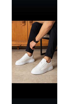کفش اسنیکر سفید مردانه چرم اصل WITH EVERY STEP - کد 935848403