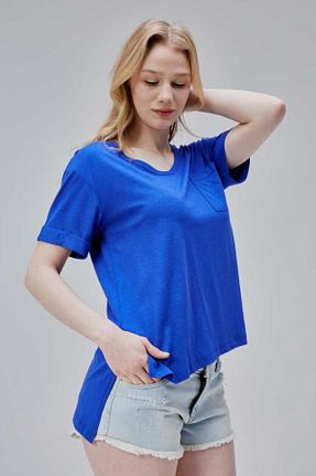 تیشرت سرمه ای زنانه یقه هفت DOSXX - کد 935859320