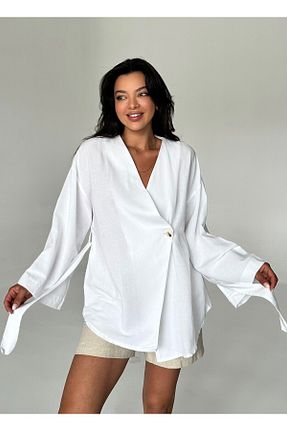 کیمونو و کافتان سفید زنانه %100 پنبه Laluvia - کد 837463049