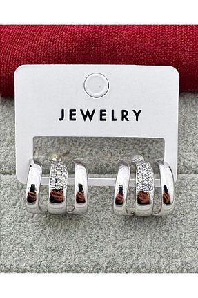 گوشواره جواهر طوسی زیرکن mos&more - کد 935887523