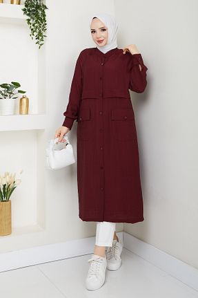 کلاه و ابایا زرشکی زنانه پنبه ای Pamuk Butik - کد 935878248