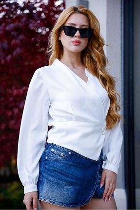 بلوز سفید زنانه ساده EsSo butik - کد 935455280