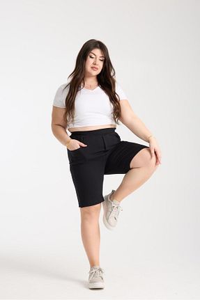 شلوارک و برمودا سایز بزرگ مشکی زنانه سوپر فاق بلند SERRAXXL - کد 935900443