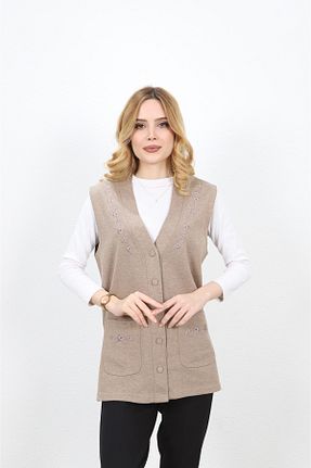 جلیقه بژ زنانه رگولار Özenli Triko - کد 882458352