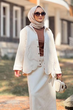 ست بالاتنه و پائین تنه نباتی زنانه بافتنی Ghisa - کد 857016555