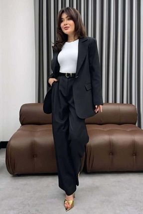 ست بالاتنه و پائین تنه مشکی زنانه بافتنی Mahal - کد 921053211
