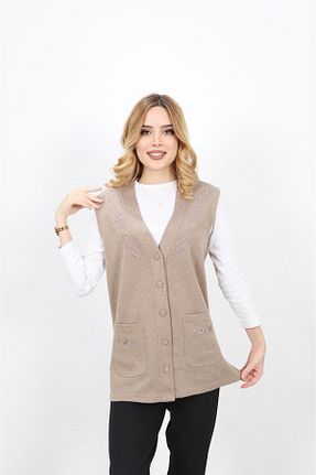 جلیقه بژ زنانه رگولار Özenli Triko - کد 882458352
