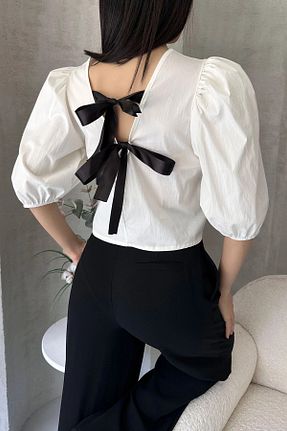 بلوز سفید زنانه ساده bacc - کد 935997614