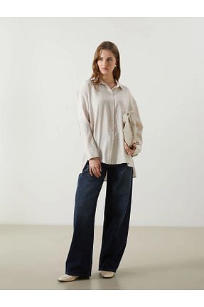 پیراهن بژ زنانه اورسایز LC Waikiki - کد 935999329