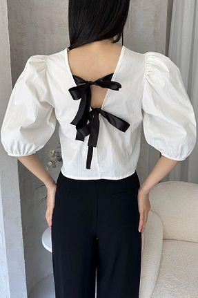 بلوز سفید زنانه ساده bacc - کد 935997614