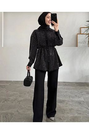 ست بالاتنه و پائین تنه مشکی زنانه بافتنی SMY - کد 936030225