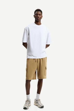 شلوارک و برمودا قهوه ای مردانه Straight Bershka - کد 936229315