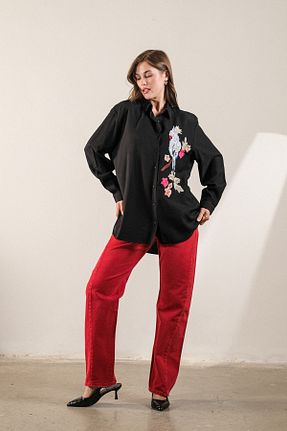 پیراهن مشکی زنانه اورسایز GÖMLEX - کد 936229727