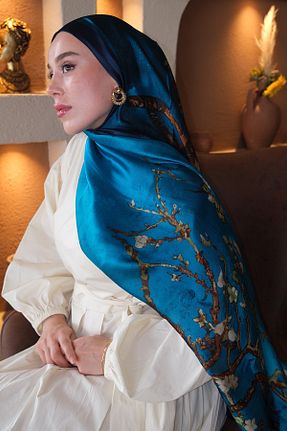 شال سرمه ای زنانه ابریشم diorel - کد 936180056