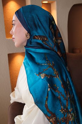 شال سرمه ای زنانه ابریشم diorel - کد 936180056