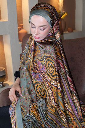 شال فیروزه ای زنانه ابریشم diorel - کد 936087933