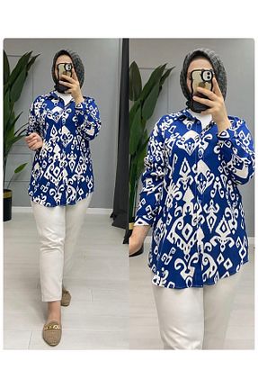 پیراهن سایز بزرگ آبی زنانه اسلیم sarıdağ - کد 936239193