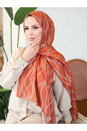 روسری نارنجی پنبه پلی استر efdal şal eşarp - کد 936168557