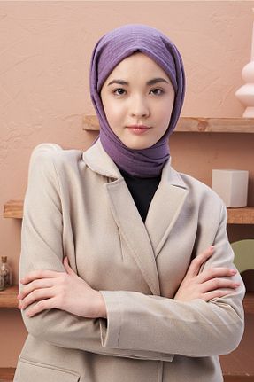 شال بنفش زنانه پنبه پلی استر Modakaşmir - کد 456458274