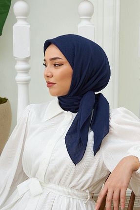 روسری سرمه ای پنبه ای Silk Home - کد 731068705