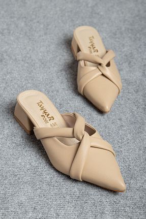 دمپائی بژ زنانه چرم مصنوعی tayyarshoes - کد 935361973