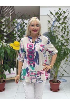 بلوز سفید زنانه طرح دار Punta Otantik - کد 936196764