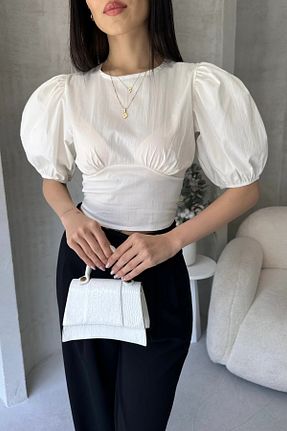 بلوز سفید زنانه ساده LOBOLIC - کد 936246737
