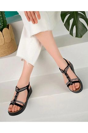 صندل مشکی زنانه پاشنه تخت Y&D Shoes - کد 936266836
