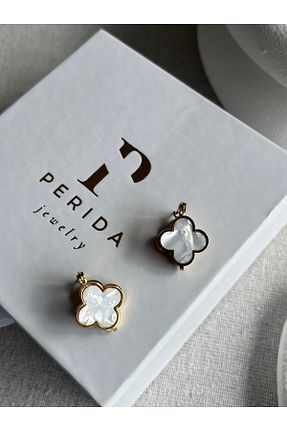 گوشواره جواهر رنگی برنجی PERİDA - کد 936267579