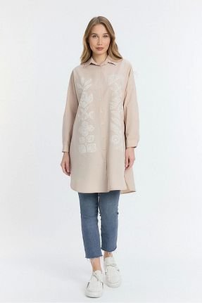 پیراهن بژ زنانه اورسایز SUMEF - کد 903247022