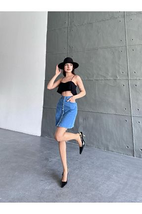 دامن آبی زنانه جین Bluezoni - کد 931486585