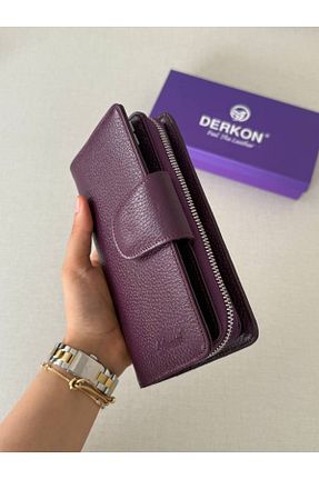 کیف پول بنفش زنانه ابعاد بزرگ Derkon - کد 81364198